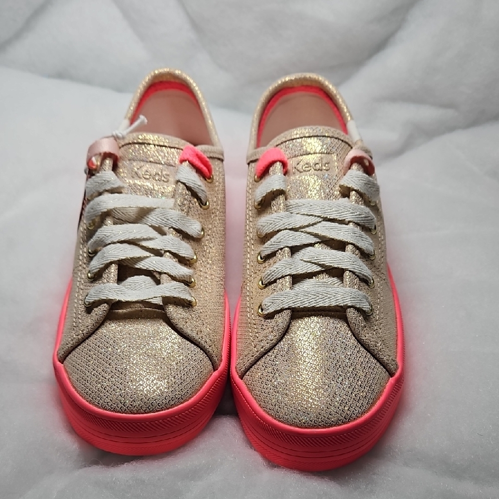 NWT Keds x Oh Joy Glittery Gold and Neon Pink Sneakers